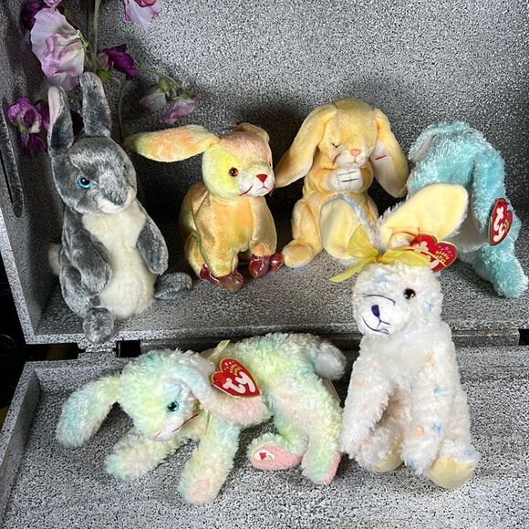 Vintage TY Beanie Babies Bunnies Lot Set Bundle Of 6 - Picture 1 of 13